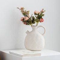 Vase en céramique à petite ouverture non brûlée, blanc, à ouverture oblique, pour l'arrangement floral de jardinage, vase à fleurs séchées, décoration d'intérieur