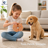 Jouet en peluche pour chien en forme de beignet Ours brun, doux et moelleux, pour câliner et apporter, pour chiots et chatons, avec visage endormi brodé