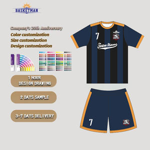 ชุดเสื้อฟุตบอลคุณภาพสูง 100% โพลีเอสเตอร์ พร้อมกางเกงขาสั้น ชุดทีมฟุตบอลแบบกำหนดเองสำหรับเด็กและผู้ชาย เสื้อฟุตบอล - Product Image 2