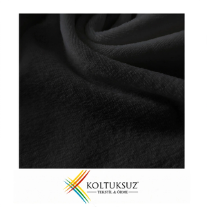 Tela de terciopelo de alta calidad, color negro, 240 g/m², tejido de punto peinado orgánico, 100 % algodón, para prendas de vestir, fabricada a granel en Turquía. - Product Image 1