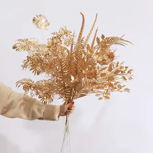 Manufacturers wholesale wedding birthday party New Year decorations flower arrangement golden artificial dried flowers