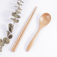 Cuillère en bois massif, couteau, ensemble de baguettes, vaisselle en bois de hêtre et lotus, ensemble de couverts avec logo personnalisé, voyage portable