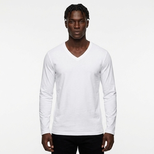 <span class=keywords><strong>T</strong></span>-<span class=keywords><strong>shirt</strong></span> à manches longues pour homme, col en V, motif uni, tissu <span class=keywords><strong>côtelé</strong></span>, <span class=keywords><strong>t</strong></span>-<span class=keywords><strong>shirt</strong></span> thermique uni décontracté - Product Image 4