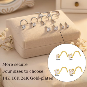 HENGSEN <strong>Titanium</strong> Jewelry 20g Nose Ring L-Shape Moissanite Diamond Nose Ring Nostrial Piercing Jewelry Nose <strong>Stud</strong> for Women - Product Image 3