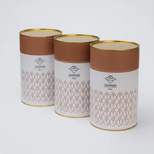 Groothandel Custom Kraft Folie Bekleed Food Grade Papier Verpakking Buis Met Metalen Deksel