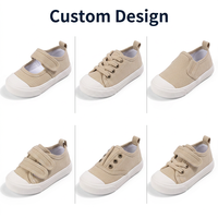 Baskets en toile personnalisées pour tout-petits, couleurs unies, respirantes, noires et beiges, chaussures décontractées pour enfants, fermeture auto-agrippante, légères