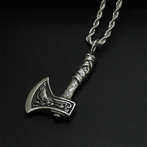 Vintage Punk Viking Double Sides Axe <b>Necklace</b> Jewelry Nordic <b>Silver</b> Stainless Steel <b>for</b> <b>Men</b> <b>Necklaces</b> 18K Gold Plated Box Chain - Product Image 6