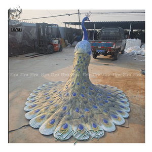 Outdoor Decoration Large Fiberglass Animal <strong>Sculpture</strong> Life Size Resin Painted Color <strong>Peacock</strong> Statue for Sale - Product Image 3