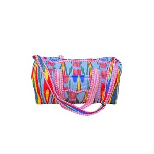 Beautiful 100%Cotton Quilted <b>Duffle</b> Tote Shoulder <b>Bag</b> Floral Print Eco-Friendly <b>Canvas</b> Lining Fashionable Overnight Shopping <b>Bag</b> - Product Image 1