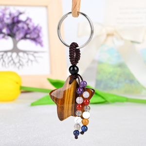Porte-clés étoile en cristal naturel gravé fait main de haute qualité, nouveau design, breloque tendance pour cadeau, autres articles artisanaux en cristal, vente en gros - Product Image 2