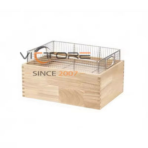 Présentoir rectangulaire en bois pour desserts, buffet traiteur, confiseries, avec panier à frites en acier inoxydable - Product Image 3