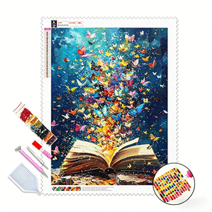 Kit Personalizzati per Pittura Diamante 5D, Design con <span class=keywords><strong>Farfalle</strong></span> e Spiaggia, Kit Artistico con Diamanti per Decorazione Casa e Fai-da-Te - Product Image 1