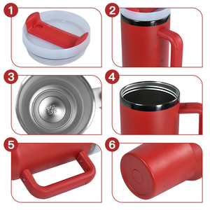 Tùy chỉnh 2nd Gen 40oz đôi tường cách nhiệt chân không bằng thép không gỉ cốc Laser khắc 40oz kim loại màu đen <span class=keywords><strong>Mug</strong></span> với màu đỏ - Product Image 5