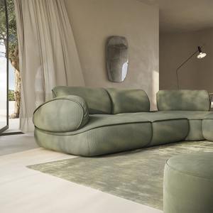 أريكة غرفة معيشة إيطالية بسيطة من القماش الأخضر، أريكة فاخرة منحنية بأربعة مقاعد للفيلات وغرف المعيشة الفخمة - Product Image 2