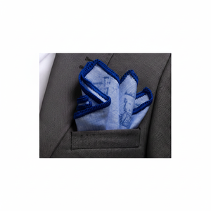 Pañuelo de bolsillo de lino azul tejido para hombre, talla única, con diseño de paisajes urbanos y naturales - Product Image 2