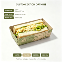 Boîte en papier kraft de qualité alimentaire, barquette jetable en papier, boîte d'emballage à emporter pour sandwich, petit-déjeuner