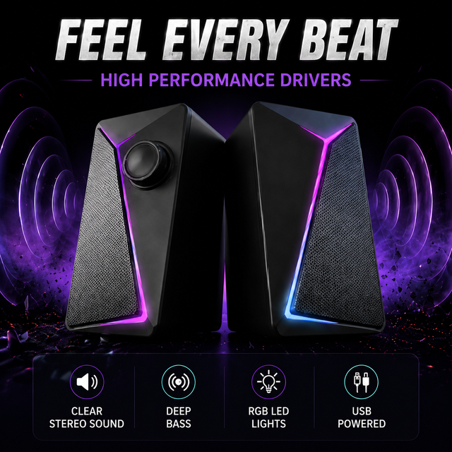 Portable 2.0 RGB Speaker PC Desktop Laptop Speaker Audio Sound Computer Gaming Speakers for PC