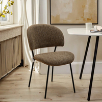 Chaises de salle à manger en tissu de style nordique moderne minimaliste, revêtement en lin, dossier, pieds en métal pour la maison, le bureau, l'appartement, la salle à manger