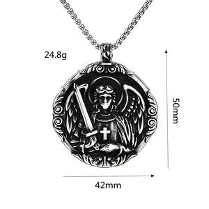 Colgante de acero inoxidable para hombre, collar con alas de ángel de San Miguel, regalo, joyería de moda - Product Image 5