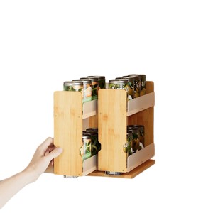 Étagère à épices coulissante en bois à double niveau pour le rangement des bouteilles et bocaux à condiments, organisateur de comptoir de cuisine - Product Image 5