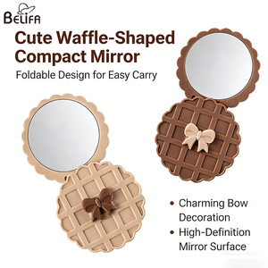 Nuevo Espejo de Bolsillo Redondo con Diseño de Galletas Waffle, Espejo de Maquillaje Portátil de Doble Cara - Product Image 3