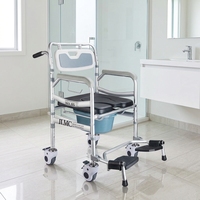 Chaise de toilette pliante pour personnes âgées avec roulettes – Siège de douche et de toilette mobile, adapté aux personnes âgées, Classe II