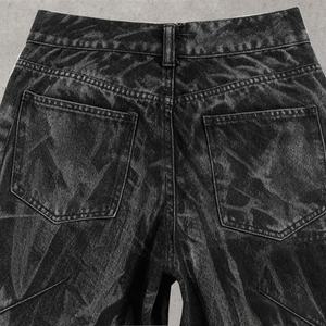 Jeans Personalizados para Hombre, Estilo Vintage, Largos, Rectos, Ajustados, Holgados, Estilo Urbano, Negros, Casuales, Moda Hip-hop Americana, Cintura Media - Product Image 3