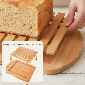 Tabla de cortar pan de bambú ecológica con ranura guía integrada y bandeja recogedora de migas extraíble, tabla de preparación de pan para el hogar - Product Image 4