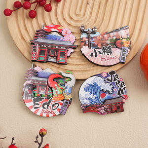 Japan City Artisanat en bois tridimensionnel Aimant écologique Chute de colle Déco pour réfrigérateur Mémorial touristique Vente en gros - Product Image 2