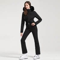 Combinaison de ski de course à capuche intégrale exclusive et tendance, rétro, à carreaux d'hiver, une pièce, combinaison de ski pour femme