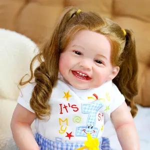 Lifereborn 24 Zoll wieder geborene Kleinkind puppe weiß T-Shirt karierte Hose grinsen lächelnd wieder geborene Baby puppen für Mädchen