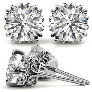 Pendientes de Plata de Ley 925 con Oro Rosa y Oro Amarillo, Diamantes Blancos VVS, Joyería Elegante y Minimalista, Regalo para Mujer, Uso Diario - Product Image 3