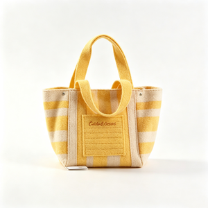 Sac fourre-tout personnalisé en tissu éponge, mini sac à main rayé, petit sac fourre-tout pour femme, sac à poignée supérieure en tissu doux - Product Image 1