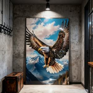 Pintura Decorativa LED para Entrada, Arte Mural de Animales, Pintura de Águila para Sala de Estar, Pintura de Porcelana de Cristal para Entrada, Venta al Por Mayor - Product Image 1