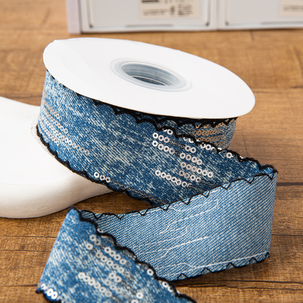 4 cm - bleu marine - sangle en denim 1 yard (10 yards/rouleau)