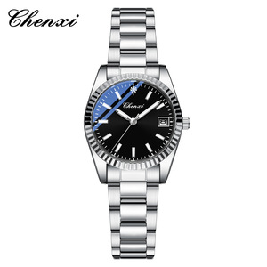 Montre de couple CHENXI 684, tendance mode, bracelet <span class=keywords><strong>en</strong></span> acier inoxydable, montre homme femme, calendrier, lumineuse, étanche, montre à quartz pour couple - Product Image 5