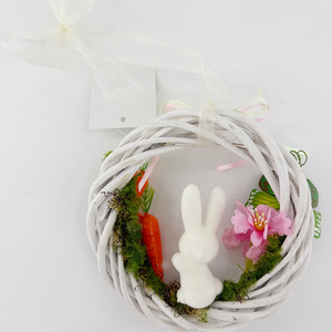 Shengxin Easter Bunny Wreath 15 Cm Plastic Foam Artificial Flowers Moss Carrot Decor Home Door Hanging Decoration - Product Image 1