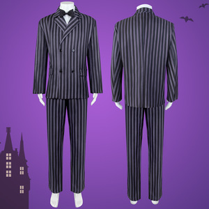 Haute qualité le personnage de la <span class=keywords><strong>famille</strong></span> <span class=keywords><strong>Addams</strong></span> Gomez <span class=keywords><strong>Addams</strong></span> Cosplay Costume noir Costumes pour adultes fête carnaval Halloween - Product Image 5