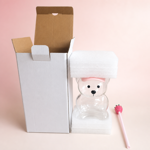 Nuevo Vaso <span class=keywords><strong>de</strong></span> Cristal <span class=keywords><strong>de</strong></span> Borosilicato Transparente con Tapa, Diseño <span class=keywords><strong>de</strong></span> Oso <span class=keywords><strong>de</strong></span> Peluche Rosa Fresa, para Café, Verano 2026 - Product Image 2
