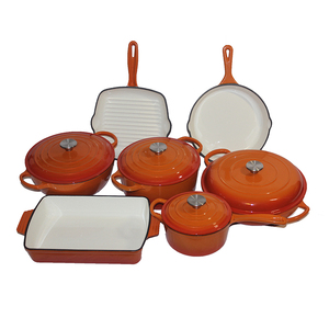 Bộ nồi chảo men đỏ cao cấp 7 món, gồm nồi gang hình <span class=keywords><strong>oval</strong></span> và tròn - Product Image 3