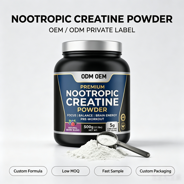 Nootropic Creatine Powder Focus Support ODM OEM Private Label Manufacturer Factory Custom Formula Low MOQ Fast Samples Supply