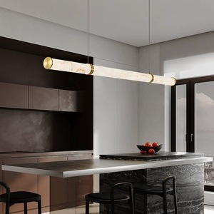Candelabro de latón de mármol de lujo moderno decoración del hogar lámpara colgante luz Led dormitorio Hotel importado España alabastro Natural - Product Image 1