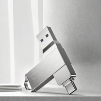 Flash Drive USB 3.2 Gen1 Dual USB 32GB |   Dual USB-C+A Desain Putar Berbahan Logam Penyimpanan Cadangan 1 Tahun Garansi
