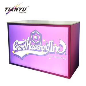 Bancone Pieghevole Riutilizzabile Rosa per Fiere ed Esposizioni con Illuminazione LED Integrata - Product Image 1