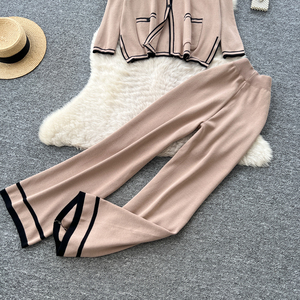 Ensemble <span class=keywords><strong>chic</strong></span> deux pièces pour femme, cardigan en tricot colorblock, <span class=keywords><strong>pantalon</strong></span> large taille haute, automne hiver, ensemble 2 pièces <span class=keywords><strong>pas</strong></span> <span class=keywords><strong>cher</strong></span> pour femmes - Product Image 6