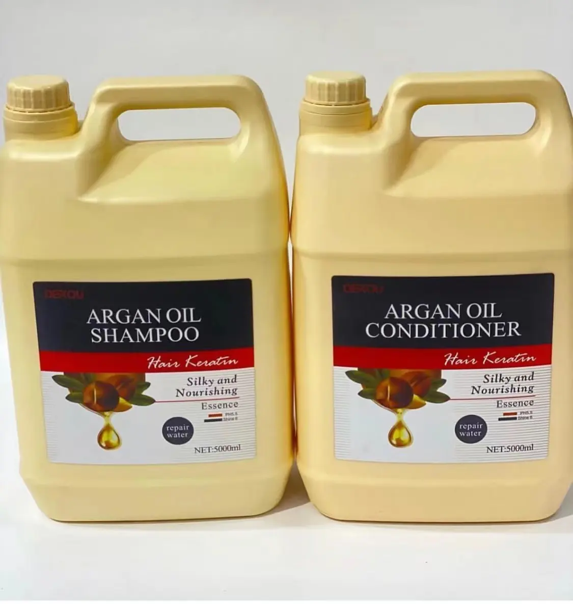 Champú y acondicionador de aceite de argán de Tamaño Galón para Hotel, Limpieza Profunda, sedosa y nutritiva, 5 litros, venta al por mayor