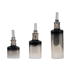 Set di vasi in vetro moderni decorativi per tavolo, casa, soggiorno, pezzo d'accento, finitura sfumata nero-argento - Product Image 3