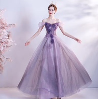 2024 automne et hiver nouvelle fleur fée violet Banquet récitation Performance passerelle robe de soirée