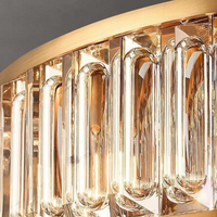 Lustre en cristal de luxe américain, hauteur réglable, finition dorée, éclairage LED pour salon, chambre, restaurant - Moderne et personnalisé