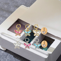 Clip sur papillon faux ventre Piercing plaqué or bijoux de corps en acier inoxydable avec Zircon faux nombril Piercing bijoux